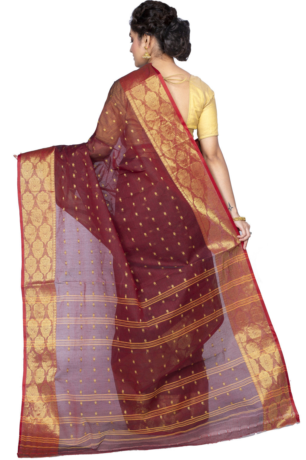 Brown Pure Cotton Asmani Tant Saree (183)